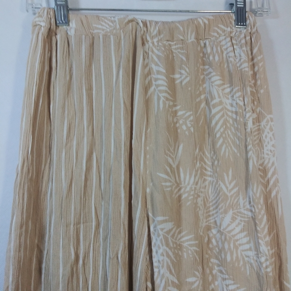 Ocean Drive Cream Tan Multi Print Boho Wide Leg Pull On Pants Size M - Picture 4 of 7